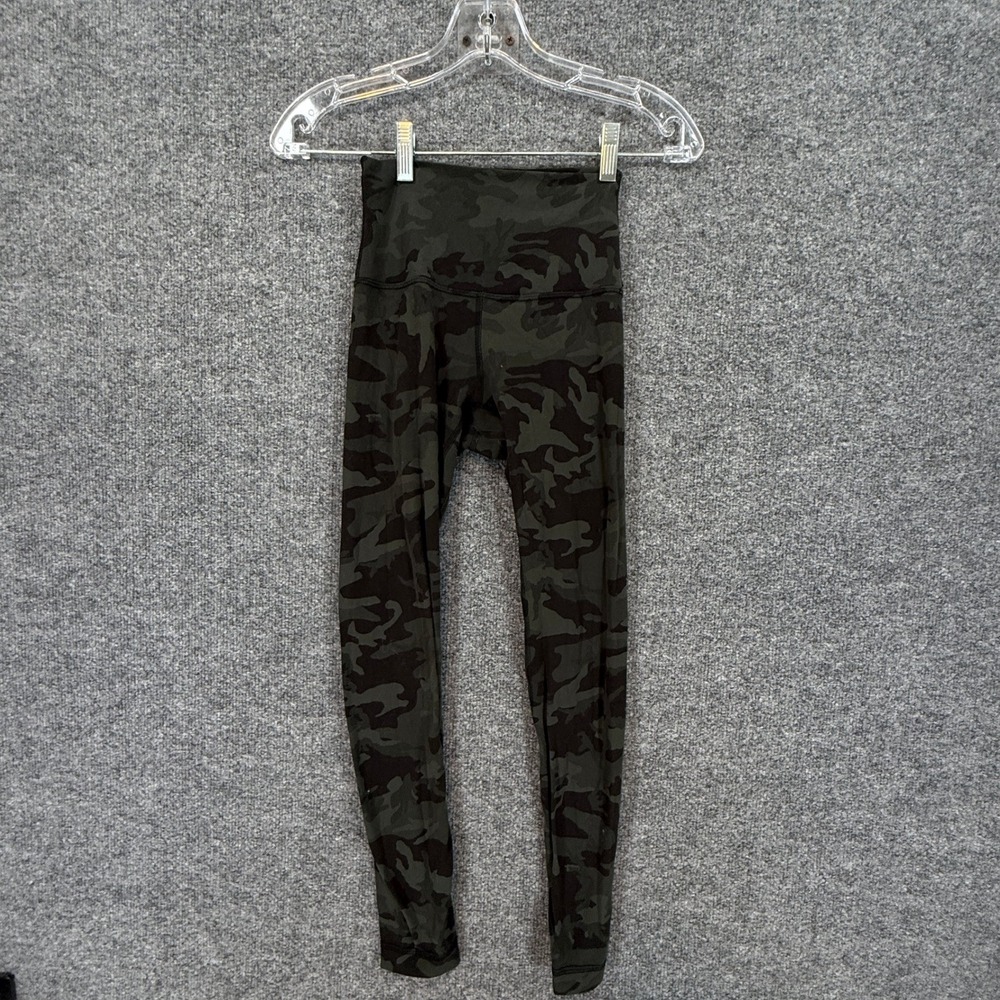 Lululemon Leggings Womens 2 Green Camo High Waisted Yoga Athletic Pants